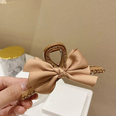 glimm Plastic Beige Hair Claw with Bowknot Shape Elegant Hairpins for Women and girls Hair Supplies