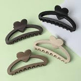 glimm Korean Heart-Shaped Matte Shark Claw Hair Clips – Set of 4 Cute & Durable Acrylic Accessories for Girls