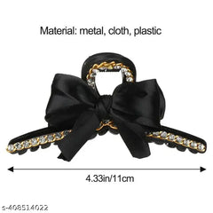 glimm korean style black baw satin Hair Claw for girls and women and girls pack of 1
