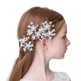 Glimm White Floral Bridal Hair Pins – Rhinestone & Pearl Juda Bun Clip Set (Pack of 12) for Women & Girls