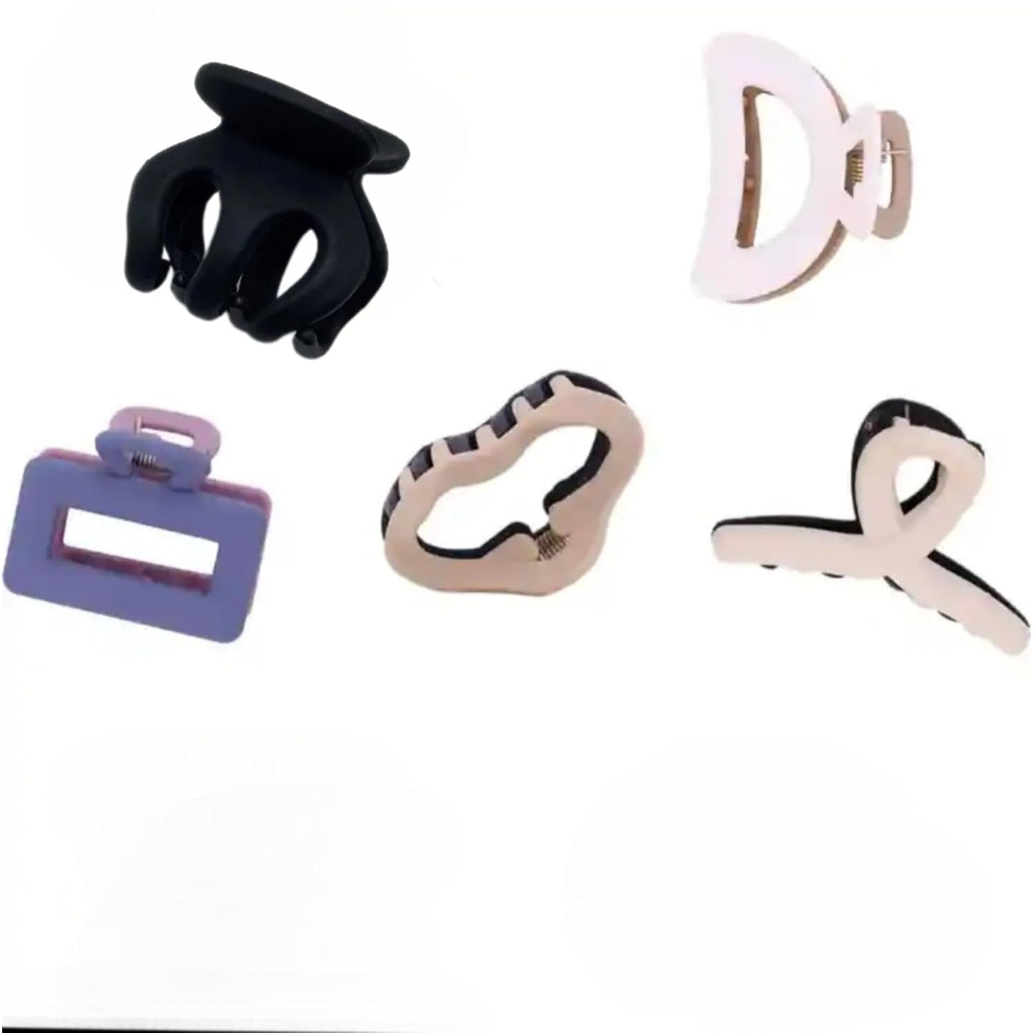 glimm Dual-Color Fancy Small Clutchers & Claw Clips Combo for Women - Stylish Hair Accessories in Random Colors pack of 5