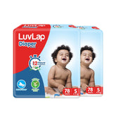 LuvLap Diaper Pants Small (SM) 4 to 8Kg, Super Jumbo Pack (78 Count x 2 = 156 Count), Baby Diaper Pants, with Aloe Vera Lotion for rash protection, with upto 12 Hour protection