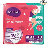 Evereve Period Panty For Girls & Women, (XL-XXL), 10 Pcs, 360 Degree Coverage, 0% Leaks, High Absorbency For Heavy Flow, Maternity Delivery Pads, Postpartum & Overnight Protection, Disposable Panty