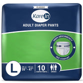 Kare In Classic Adult Diaper Pants, Large 90-120 Cm (35"- 47"), Unisex, Leakproof, Elastic Waist, Wetness Indicator, 10 Count