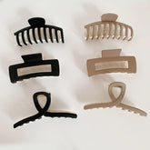 glimm Set of 3 Frosted Geometric Matte Resin Hair Claw Clips – Large Square Shark Clip Combo for Girls