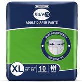 Kare In Classic Adult Diaper Pants, Extra Large 100 - 150 Cm (40"- 59"), Unisex, Leakproof, Elastic Waist, Wetness Indicator, 10 Count