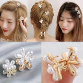 Glimm Mini Pearl Flower Hair Claw Clips – Elegant Decorative Hair Accessories for Women & Girls pack of 12 pcs