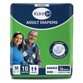 KareMed Adult Diaper Medium ,Waist Size 76-114cm (30"-45") ,10 Pcs