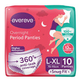 Evereve Ultra Absorbent, Heavy Flow Disposable Period Panties for Sanitary 360 Degree Protection Size - L-XL (10 Panties)