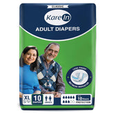 KareIn Classic Adult Diapers, Extra Large, Waist Size 127-165 Cm (50"-65"), 10 Count, Tape Style, Unisex, High Absorbency, Leak Proof, Wetness Indicator