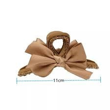 glimm Plastic Beige Hair Claw with Bowknot Shape Elegant Hairpins for Women and girls Hair Supplies