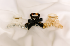 Elegant Crystal Bow Hair Claw Clips – Set of 3