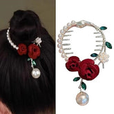 glimm Style Rose Shape Hair Clip High Ponytail Woman Hairpin Female Hair Accessories Elegant Wedding Party Hair Claw barettes and Hair Clip for women & girls