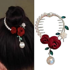 glimm Style Rose Shape Hair Clip High Ponytail Woman Hairpin Female Hair Accessories Elegant Wedding Party Hair Claw barettes and Hair Clip for women & girls