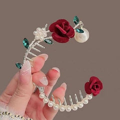 glimm Style Rose Shape Hair Clip High Ponytail Woman Hairpin Female Hair Accessories Elegant Wedding Party Hair Claw barettes and Hair Clip for women & girls