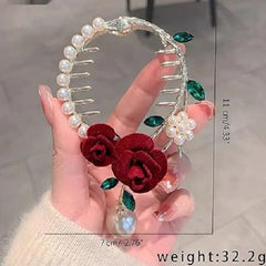 glimm Style Rose Shape Hair Clip High Ponytail Woman Hairpin Female Hair Accessories Elegant Wedding Party Hair Claw barettes and Hair Clip for women & girls