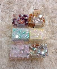glimm 3Pcs Square Acrylic Hair Claw Clips – Stylish Acetate Hairpins for Girls & Women (random color)