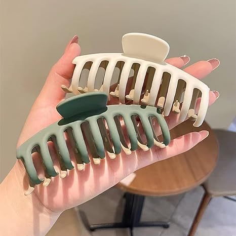 glimm Dual Color Big Claw Clips for Women – Large Korean Hair Clutcher Combo (Random Colors) set of 3