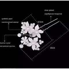 Glimm White Floral Bridal Hair Pins – Rhinestone & Pearl Juda Bun Clip Set (Pack of 12) for Women & Girls