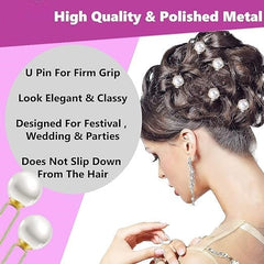 Glimm 12PCS Elegant Pearl Hair U Pins – Perfect Bridal & Party Hair Accessories for Weddings & Special Events (White)
