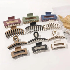 glimm Set of 3 Frosted Geometric Matte Resin Hair Claw Clips – Large Square Shark Clip Combo for Girls