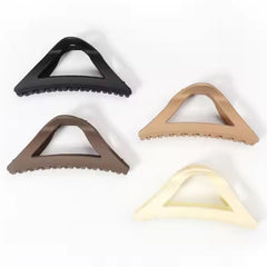 glimm Aesthetic Triangle Matte Hair Claw Clip – Korean Style Clutch for Thick/Thin Hair (Random Color, 4 Pc)