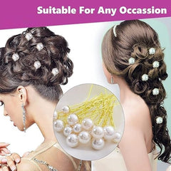 Glimm 12PCS Elegant Pearl Hair U Pins – Perfect Bridal & Party Hair Accessories for Weddings & Special Events (White)