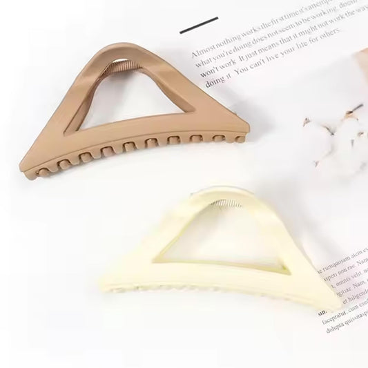 glimm Aesthetic Triangle Matte Hair Claw Clip – Korean Style Clutch for Thick/Thin Hair (Random Color, 4 Pc)
