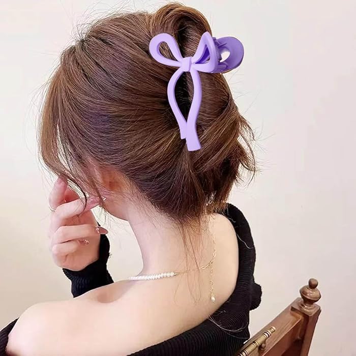 Glimm Big Hair Claw Clips for Women – 6-Pack Matte Bow Claws, Non-Slip Grip & Strong Hold for Styling