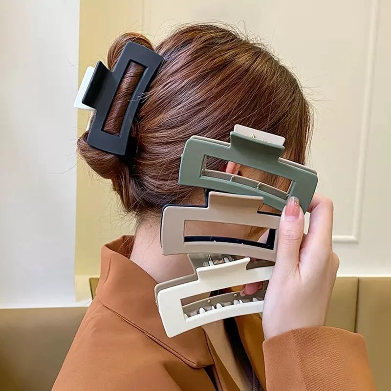 glimm Dual Shade Rectangle Hair Clutcher – Multicolor Pack of 4 | Stylish & Durable Clips for Women & Girls (random color)