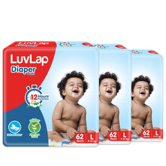 LuvLap Baby Diaper Pants Medium (MD) 7-12Kg, with Aloe Vera Lotion for rash protection, with upto 12Hr protection, Super Jumbo Pack of 72x3=216