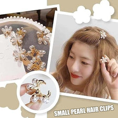 Glimm Mini Pearl Flower Hair Claw Clips – Elegant Decorative Hair Accessories for Women & Girls pack of 12 pcs