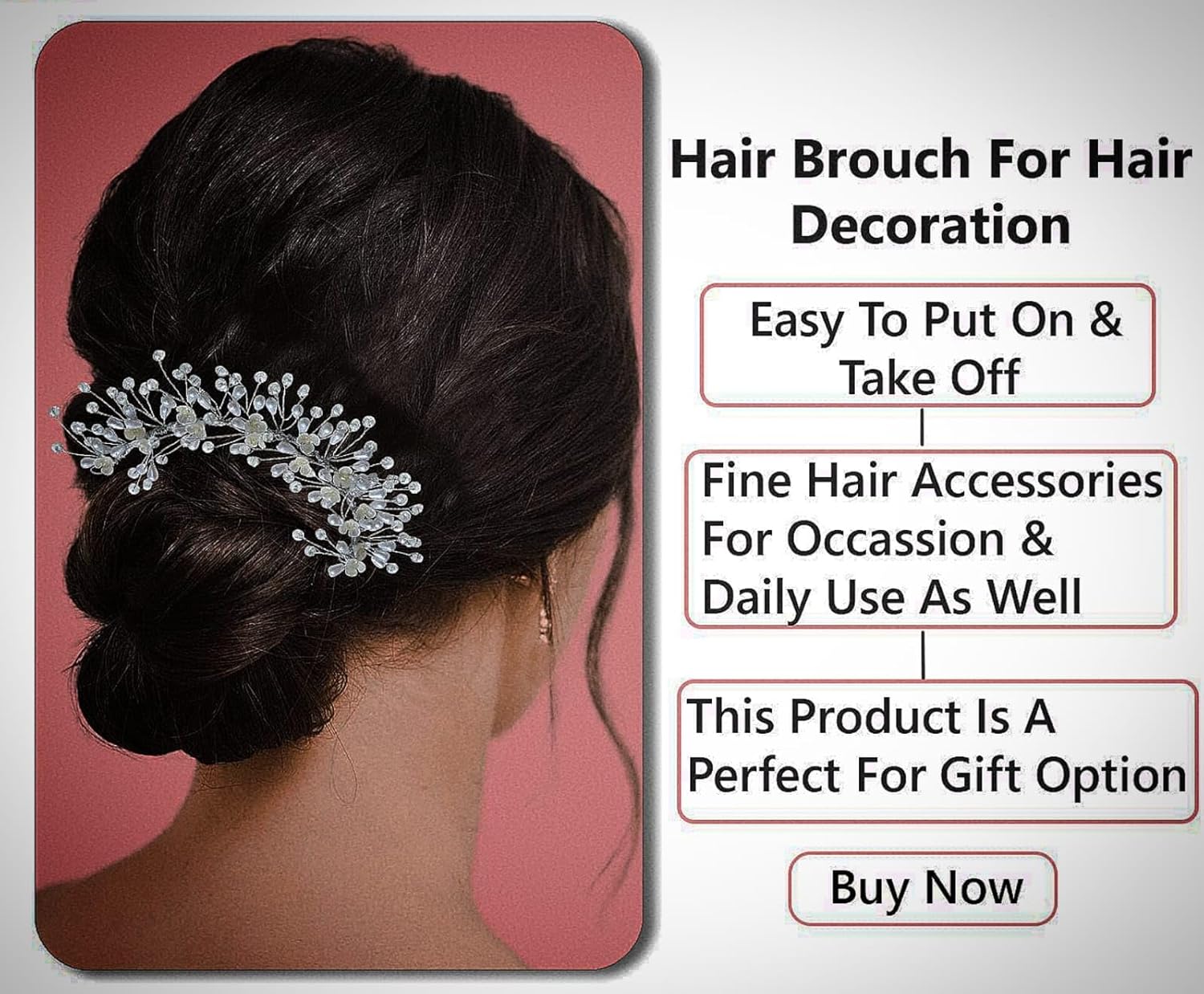 glimm Artificial Flower & Pearl Juda Bun Clips – Bridal Hair Accessories for Weddings & Special Events