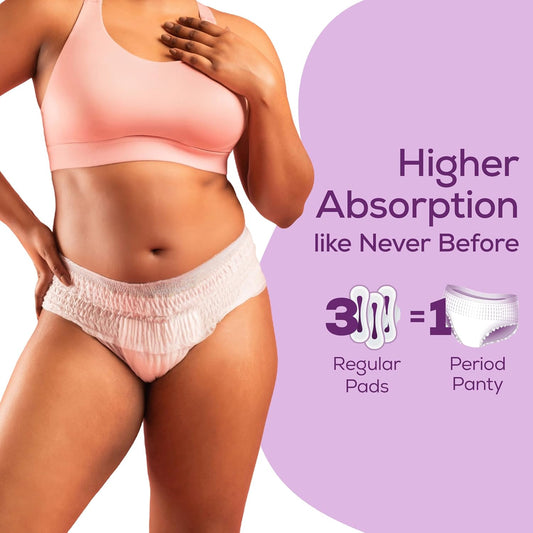 Evereve Period Panty For Girls & Women, (XXL-XXXL), 10 Pcs, 360 Degree Coverage, 0% Leaks, High Absorbency For Heavy Flow, Maternity Delivery Pads, Postpartum & Overnight Protection, Disposable Panty