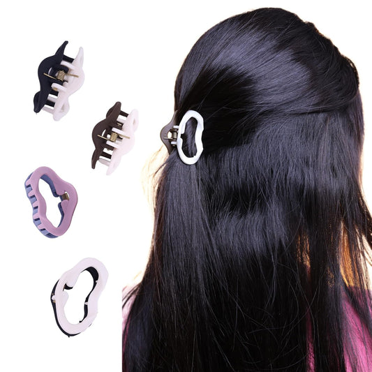 glimm Dual-Color Fancy Small Clutchers & Claw Clips Combo for Women - Stylish Hair Accessories in Random Colors pack of 5