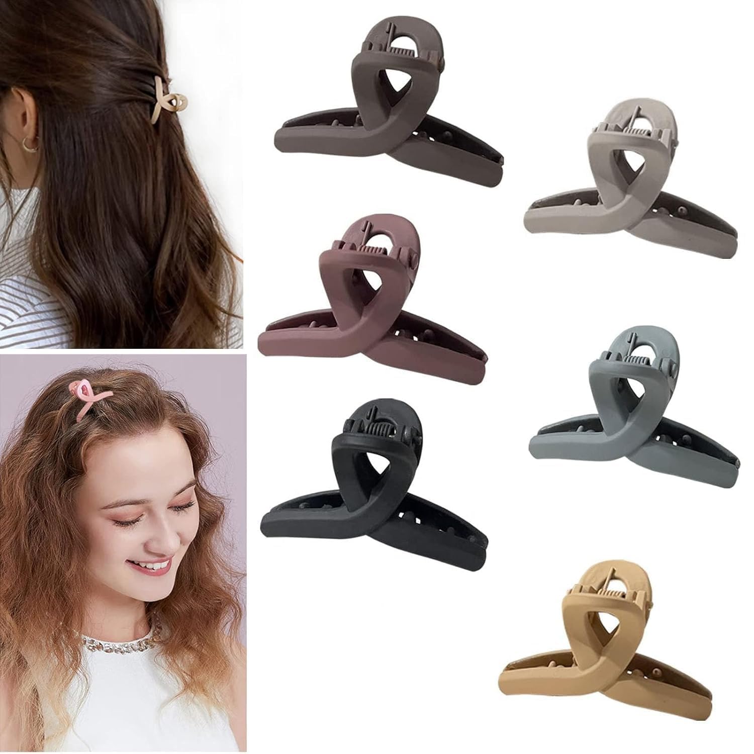 glimm Colorful Mini Hair Claw Clips – Stylish & Durable 3cm Clutcher Set (Pack of 6) | Trendy Plastic Cross Hair Clips for Girls & Women’s Everyday Hair Styling Accessories (random color)