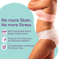 Evereve Period Panty For Girls & Women, (XL-XXL), 30 Pcs, 360 Degree Coverage, 0% Leaks, High Absorbency For Heavy Flow, Maternity Delivery Pads, Postpartum & Overnight Protection, Disposable Panty