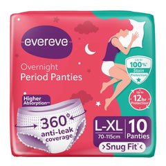 Evereve Ultra Absorbent, Heavy Flow Disposable Period Panties for Sanitary 360 Degree Protection Size - L-XL (10 Panties)