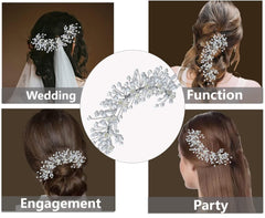 glimm Artificial Flower & Pearl Juda Bun Clips – Bridal Hair Accessories for Weddings & Special Events