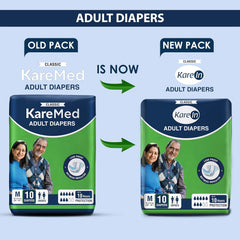 KareMed Adult Diaper Medium ,Waist Size 76-114cm (30"-45") ,10 Pcs