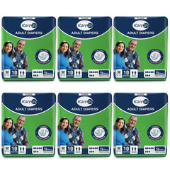 KareIn Classic Adult Diapers, Large, Waist Size 101-139 Cm (40"-55"), 120 Count, Tape Style, Unisex, High Absorbency, Leak Proof, Wetness Indicator, Pack of 12