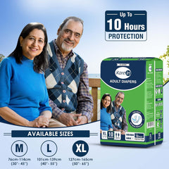 KareIn Classic Adult Diapers, Extra Large, Waist Size 127-165 Cm (50"-65"), 10 Count, Tape Style, Unisex, High Absorbency, Leak Proof, Wetness Indicator