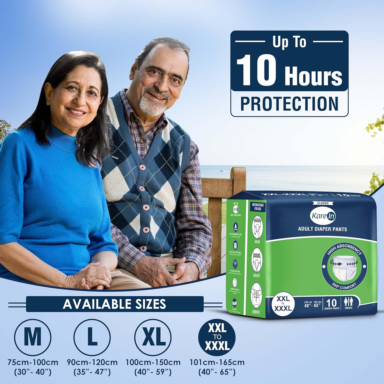 KareIn Classic Adult Diaper Pants, XXL-XXXL, 101-165 Cm (40"- 65"), 20 Count, Unisex, Leakproof, Elastic Waist, Wetness Indicator
